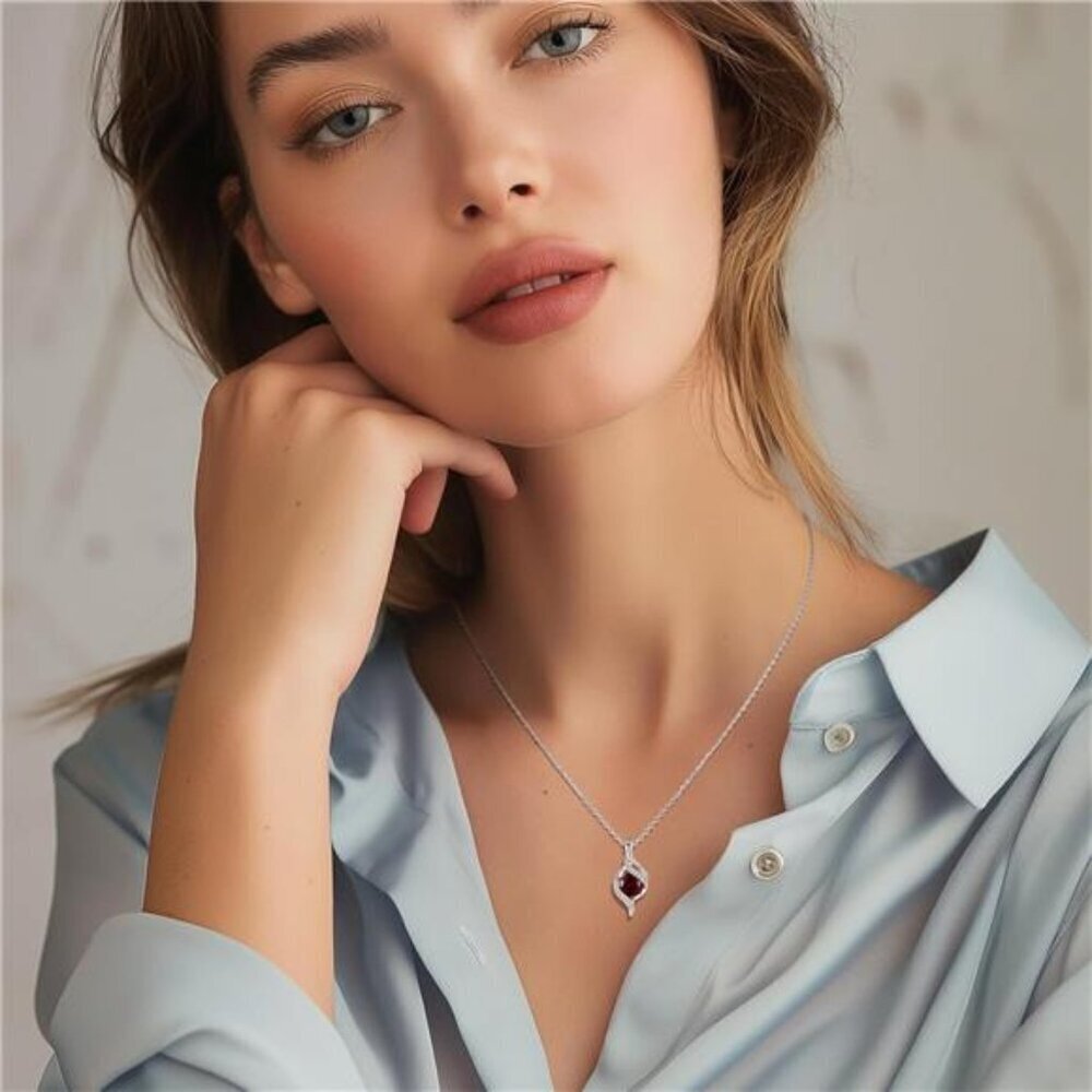 Round Birthstone Necklace for Women S925 Silver - Picture 4 of 7